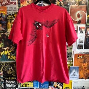 Hanes Red Short Sleeve Tee with Bat Graphic